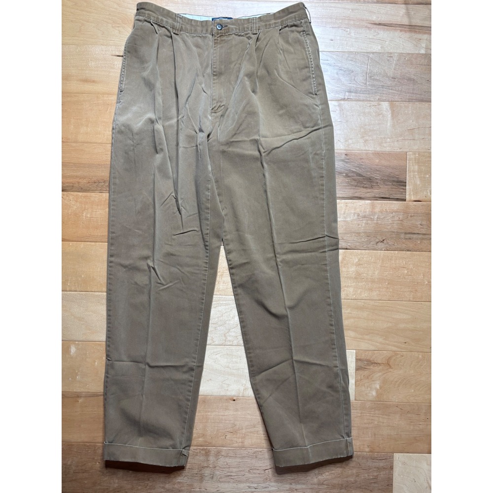 Polo Ralph Lauren Hammond Pant Men 34x31 (Tag 36x34) Brown Pleated Cotton Chino